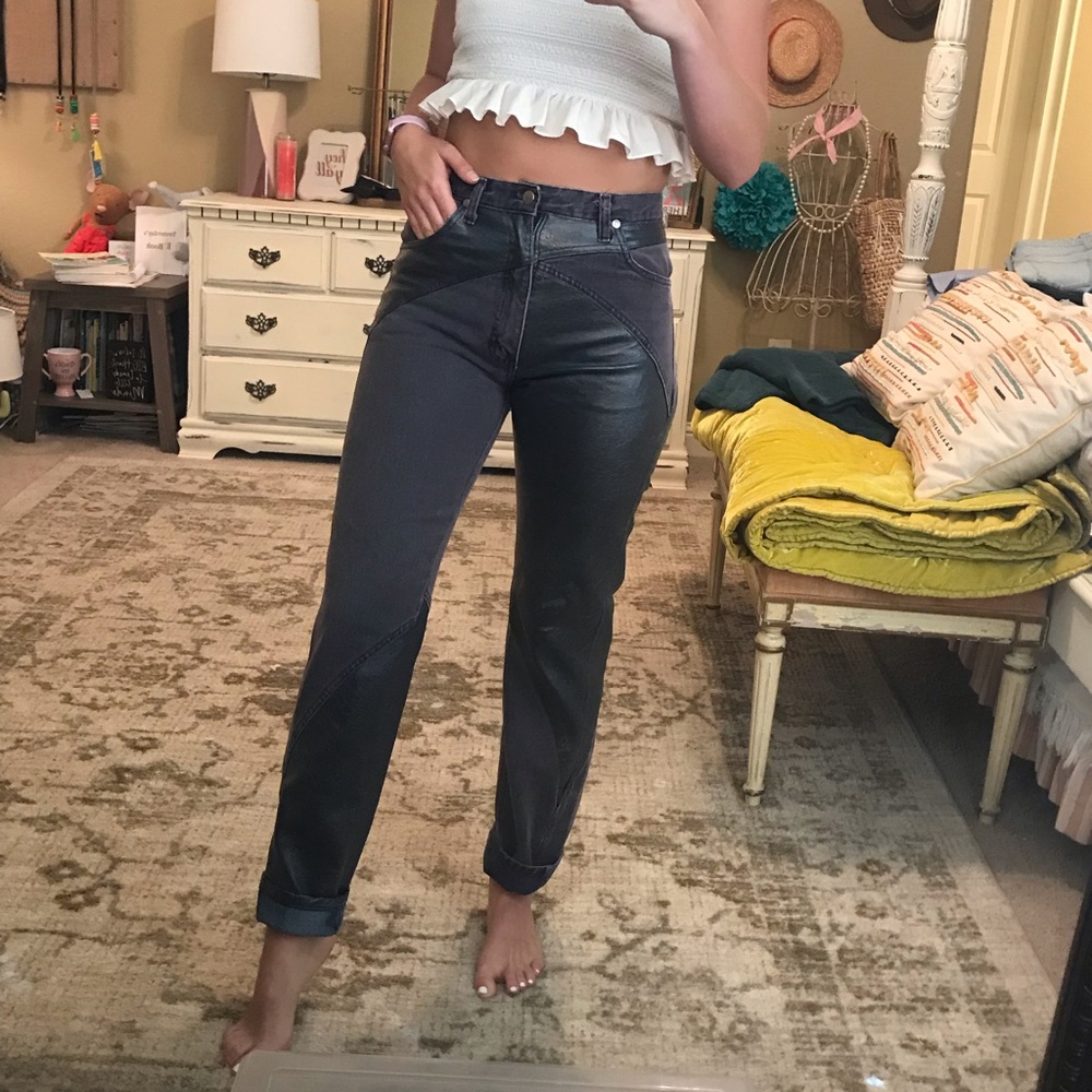 Vintage Wrangler Denim and Leather Coated Jeans